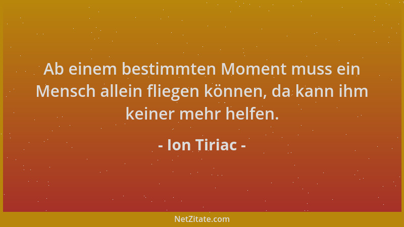 Ion Tiriac - Ab einem bestimmten Moment muss ein Mensch allein fliegen können, da kann ihm keiner mehr helfen....