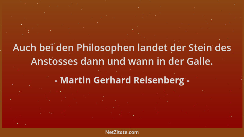Martin Gerhard Reisenberg - Auch bei den Philosophen landet der Stein des Anstosses dann und wann in der Galle....