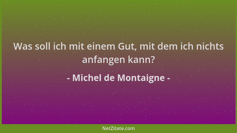 Michel de Montaigne - Was soll ich mit einem Gut, mit dem ich nichts anfangen kann?...