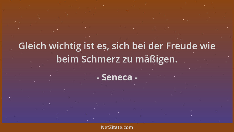 Seneca - Gleich wichtig ist es, sich bei der Freude wie beim Schmerz zu mäßigen....