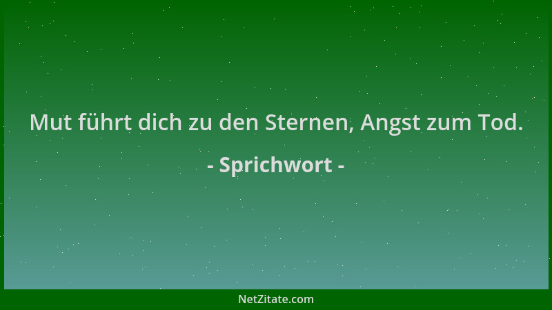 Sprichwort - Mut führt dich zu den Sternen, Angst zum Tod....