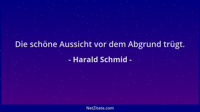 Harald Schmid - Die schöne Aussicht vor dem Abgrund trügt....