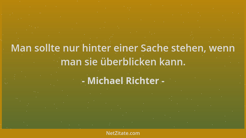 Michael Richter - Man sollte nur hinter einer Sache stehen, wenn man sie überblicken kann....