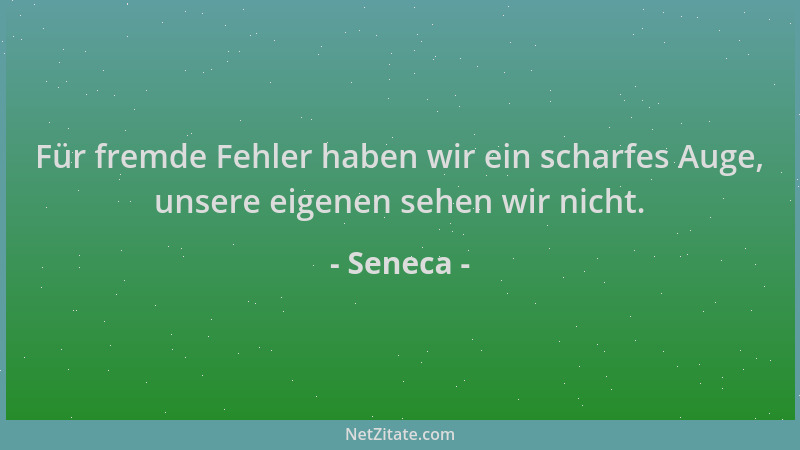 Seneca - Für fremde Fehler haben wir ein scharfes Auge, unsere eigenen sehen wir nicht....