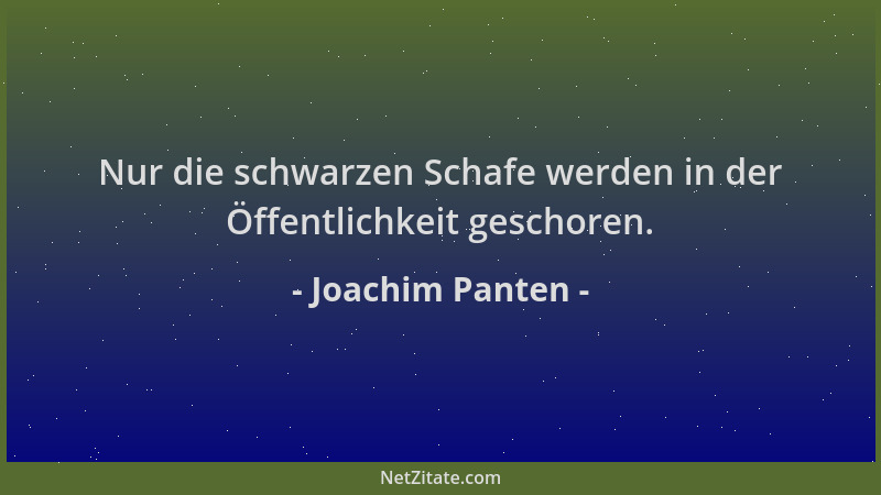 Joachim Panten - Nur die schwarzen Schafe werden in der Öffentlichkeit geschoren....