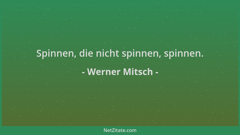 Werner Mitsch - Spinnen, die nicht spinnen, spinnen....