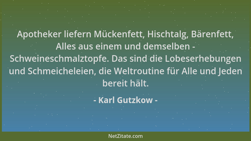 Karl Gutzkow - Apotheker liefern Mückenfett, Hischtalg, Bärenfett, Alles aus einem und demselben - Schweineschmalztopfe. Da...