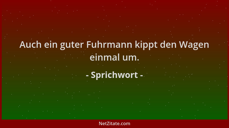 Sprichwort - Auch ein guter Fuhrmann kippt den Wagen einmal um....