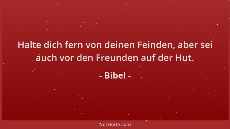 Bibel - Halte dich fern von deinen Feinden, aber sei auch vor den Freunden auf der Hut....
