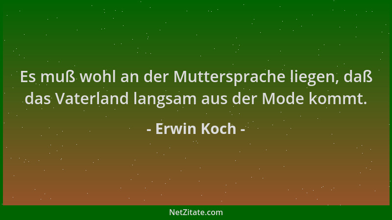 Erwin Koch - Es muß wohl an der Muttersprache liegen, daß das Vaterland langsam aus der Mode kommt....