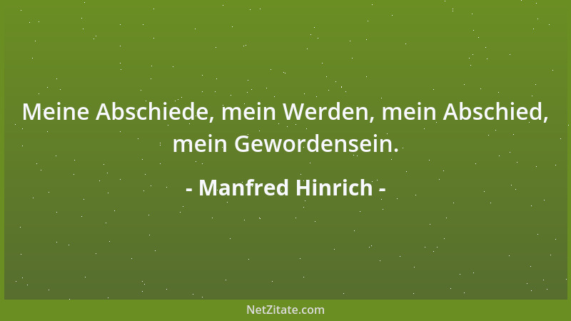 Manfred Hinrich - Meine Abschiede, mein Werden, mein Abschied, mein Gewordensein....