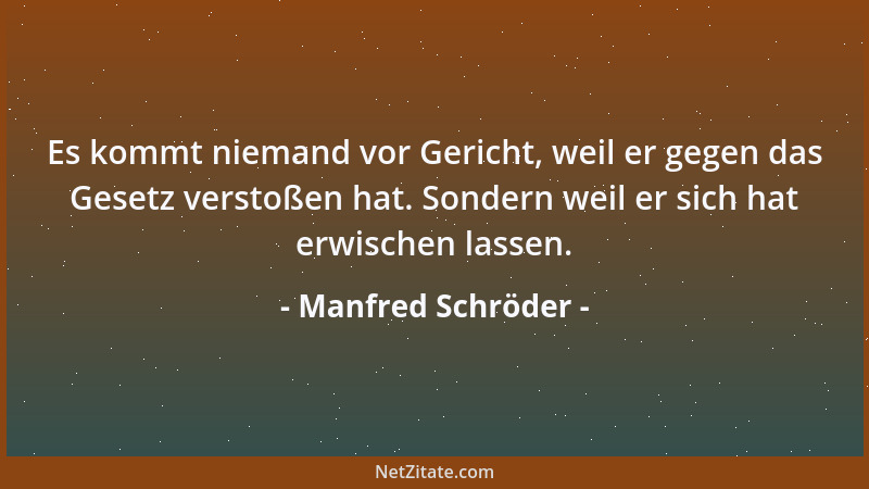 Manfred Schröder - Es kommt niemand vor Gericht, weil er gegen das Gesetz verstoßen hat. Sondern weil er sich hat erwischen...