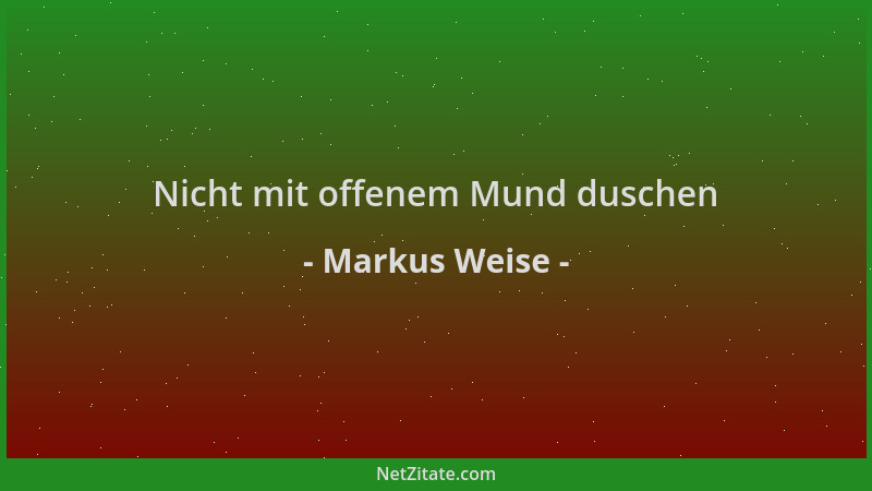 Markus Weise - Nicht mit offenem Mund duschen...