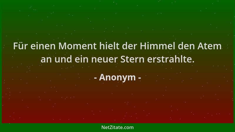 Anonym - Für einen Moment hielt der Himmel den Atem an und ein neuer Stern erstrahlte....
