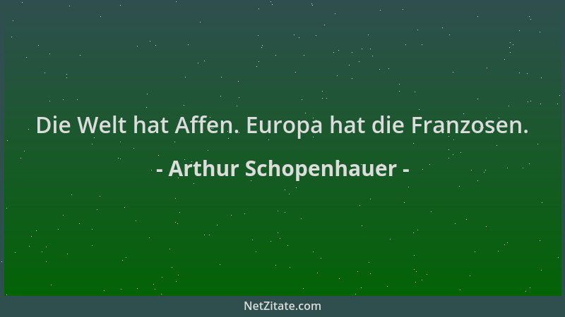 Arthur Schopenhauer - Die Welt hat Affen. Europa hat die Franzosen....