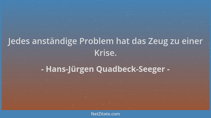 Hans-Jürgen Quadbeck-Seeger - Jedes anständige Problem hat das Zeug zu einer Krise....