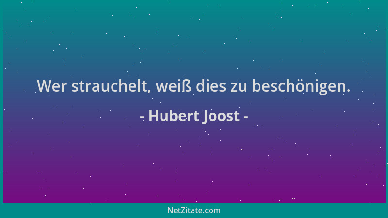 Hubert Joost - Wer strauchelt, weiß dies zu beschönigen....