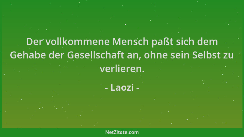 Laozi - Der vollkommene Mensch paßt sich dem Gehabe der Gesellschaft an, ohne sein Selbst zu verlieren....