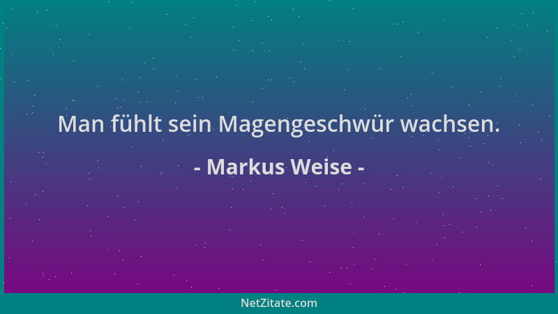 Markus Weise - Man fühlt sein Magengeschwür wachsen....