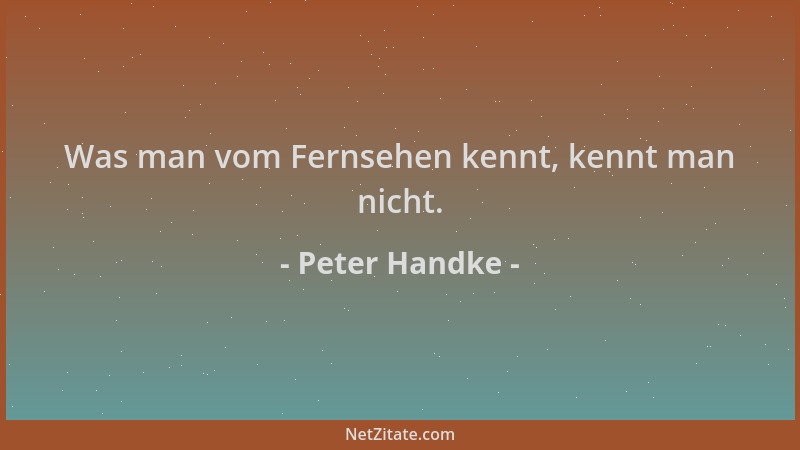 Peter Handke - Was man vom Fernsehen kennt, kennt man nicht....