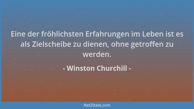Winston Churchill - Eine der fröhlichsten Erfahrungen im Leben ist es als Zielscheibe zu dienen, ohne getroffen zu werden....