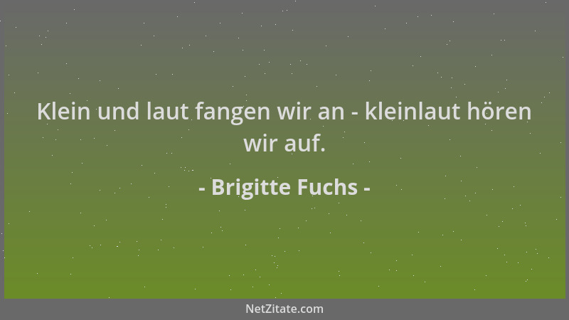 Brigitte Fuchs - Klein und laut fangen wir an - kleinlaut hören wir auf....