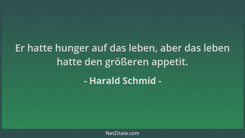 Harald Schmid - Er hatte hunger auf das leben, aber das leben hatte den größeren appetit....