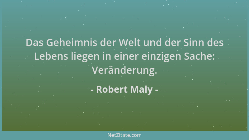 Robert Maly - Das Geheimnis der Welt und der Sinn des Lebens liegen in einer einzigen Sache: Veränderung....