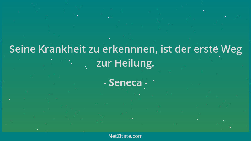 Seneca - Seine Krankheit zu erkennnen, ist der erste Weg zur Heilung....