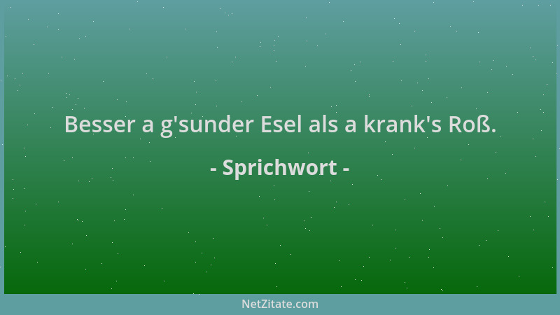 Sprichwort - Besser a g 'sunder Esel als a krank 's Roß....