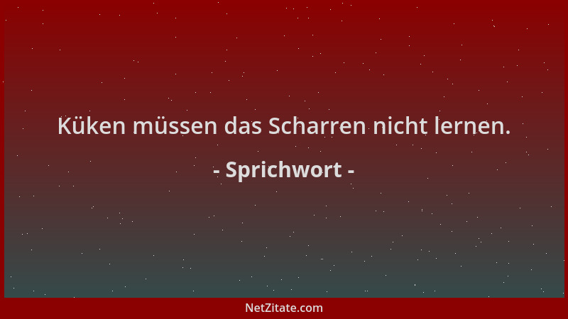 Sprichwort - Küken müssen das Scharren nicht lernen....