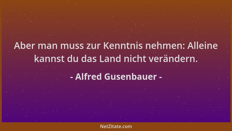 Alfred Gusenbauer - Aber man muss zur Kenntnis nehmen: Alleine kannst du das Land nicht verändern....