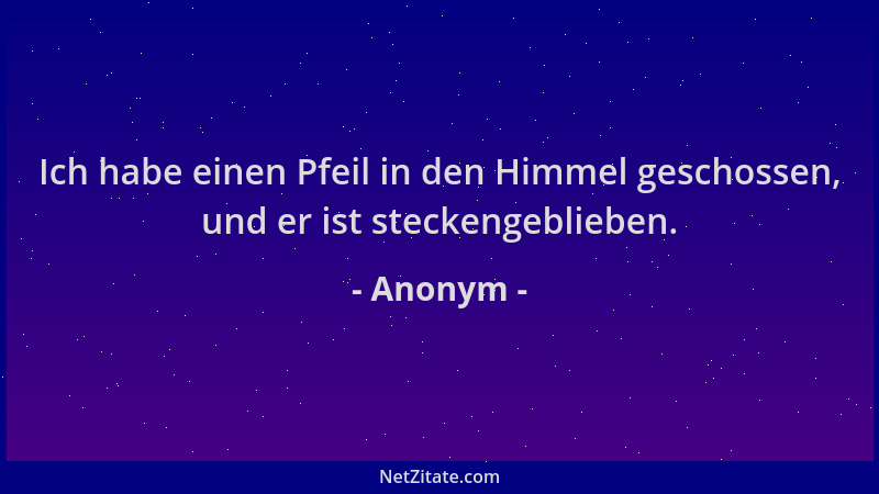 Anonym - Ich habe einen Pfeil in den Himmel geschossen, und er ist steckengeblieben....