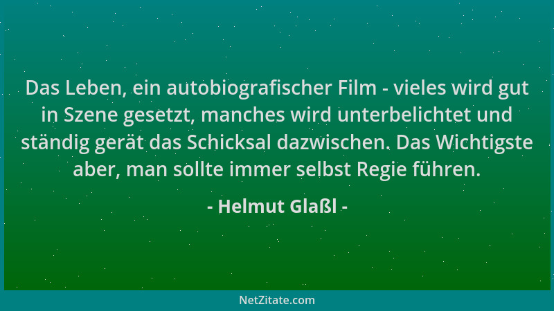 Helmut Glaßl - Das Leben, ein autobiografischer Film - vieles wird gut in Szene gesetzt, manches wird unterbelichtet und st...