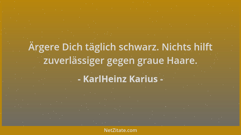 KarlHeinz Karius - Ärgere Dich täglich schwarz. Nichts hilft zuverlässiger gegen graue Haare....