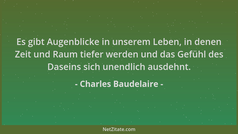 Charles Baudelaire - Es gibt Augenblicke in unserem Leben, in denen Zeit und Raum tiefer werden und das Gefühl des Daseins...