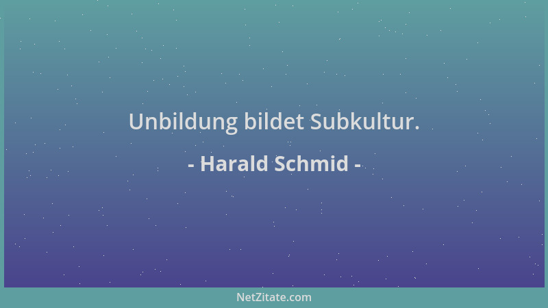 Harald Schmid - Unbildung bildet Subkultur....