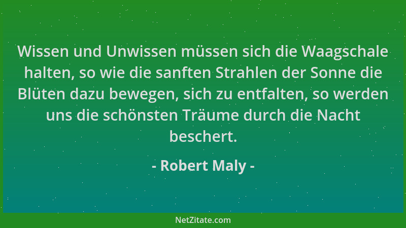 Robert Maly - Wissen und Unwissen müssen sich die Waagschale halten, so wie die sanften Strahlen der Sonne die Blüten dazu...