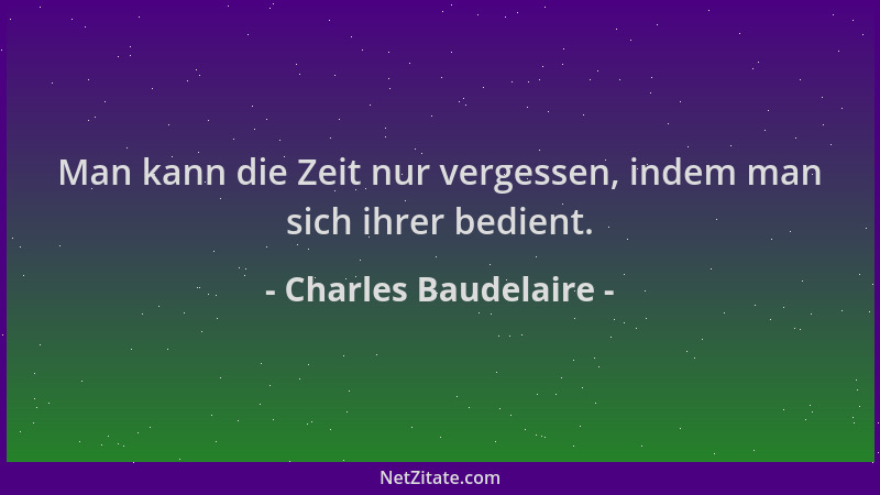 Charles Baudelaire - Man kann die Zeit nur vergessen, indem man sich ihrer bedient....