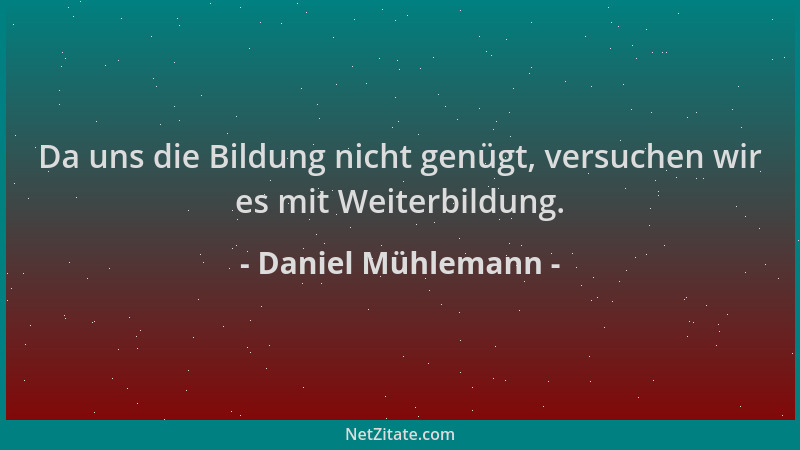 Daniel Mühlemann - Da uns die Bildung nicht genügt, versuchen wir es mit Weiterbildung....