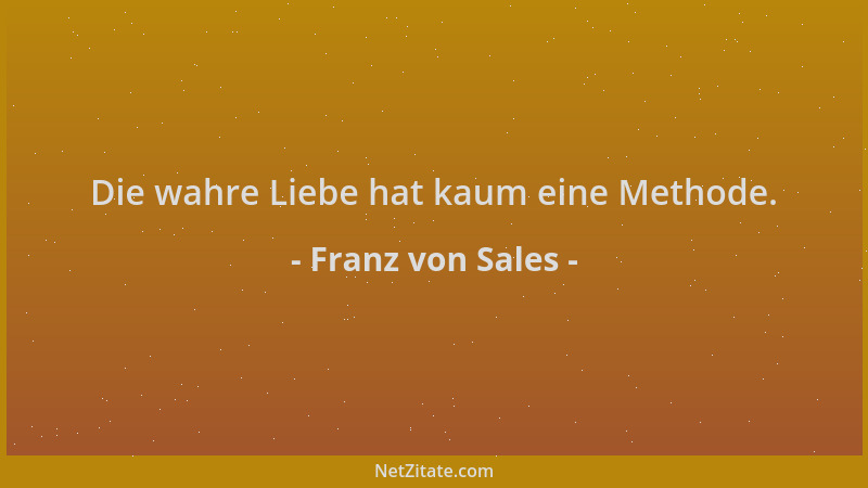 Franz von Sales - Die wahre Liebe hat kaum eine Methode....