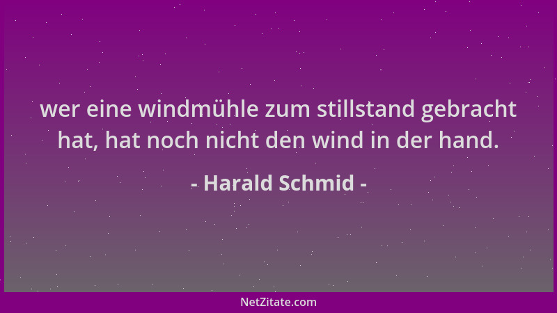 Harald Schmid - wer eine windmühle zum stillstand gebracht hat, hat noch nicht den wind in der hand....