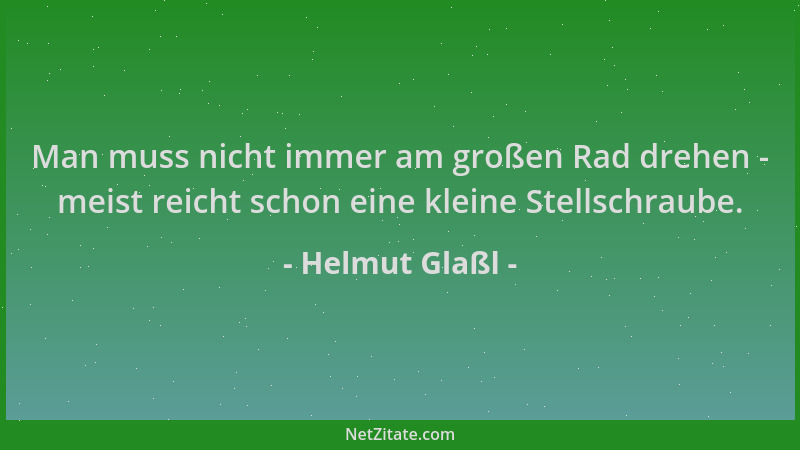 Helmut Glaßl - Man muss nicht immer am großen Rad drehen - meist reicht schon eine kleine Stellschraube....