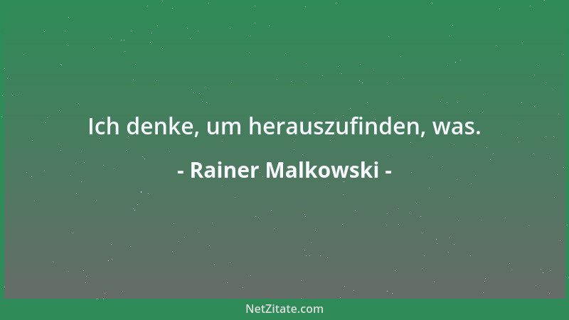 Rainer Malkowski - Ich denke, um herauszufinden, was....