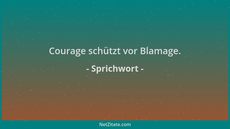 Sprichwort - Courage schützt vor Blamage....