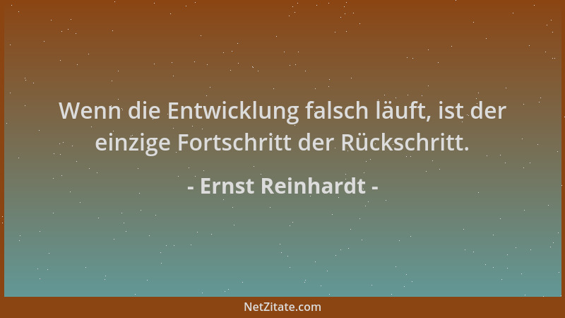 Ernst Reinhardt - Wenn die Entwicklung falsch läuft, ist der einzige Fortschritt der Rückschritt....