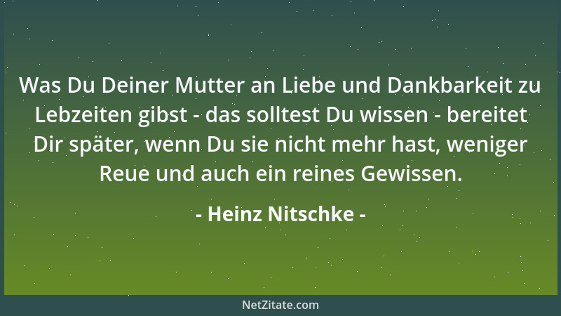 Heinz Nitschke - Was Du Deiner Mutter an Liebe und Dankbarkeit zu Lebzeiten gibst - das solltest Du wissen - bereitet Dir s...