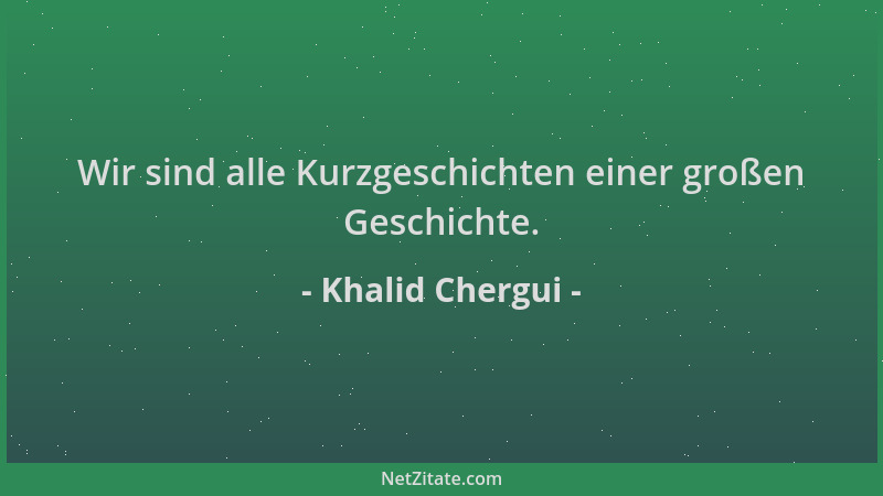 Khalid Chergui - Wir sind alle Kurzgeschichten einer großen Geschichte....