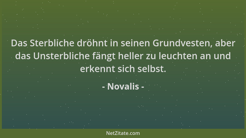 Novalis - Das Sterbliche dröhnt in seinen Grundvesten, aber das Unsterbliche fängt heller zu leuchten an und erkennt sich s...