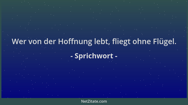 Sprichwort - Wer von der Hoffnung lebt, fliegt ohne Flügel....
